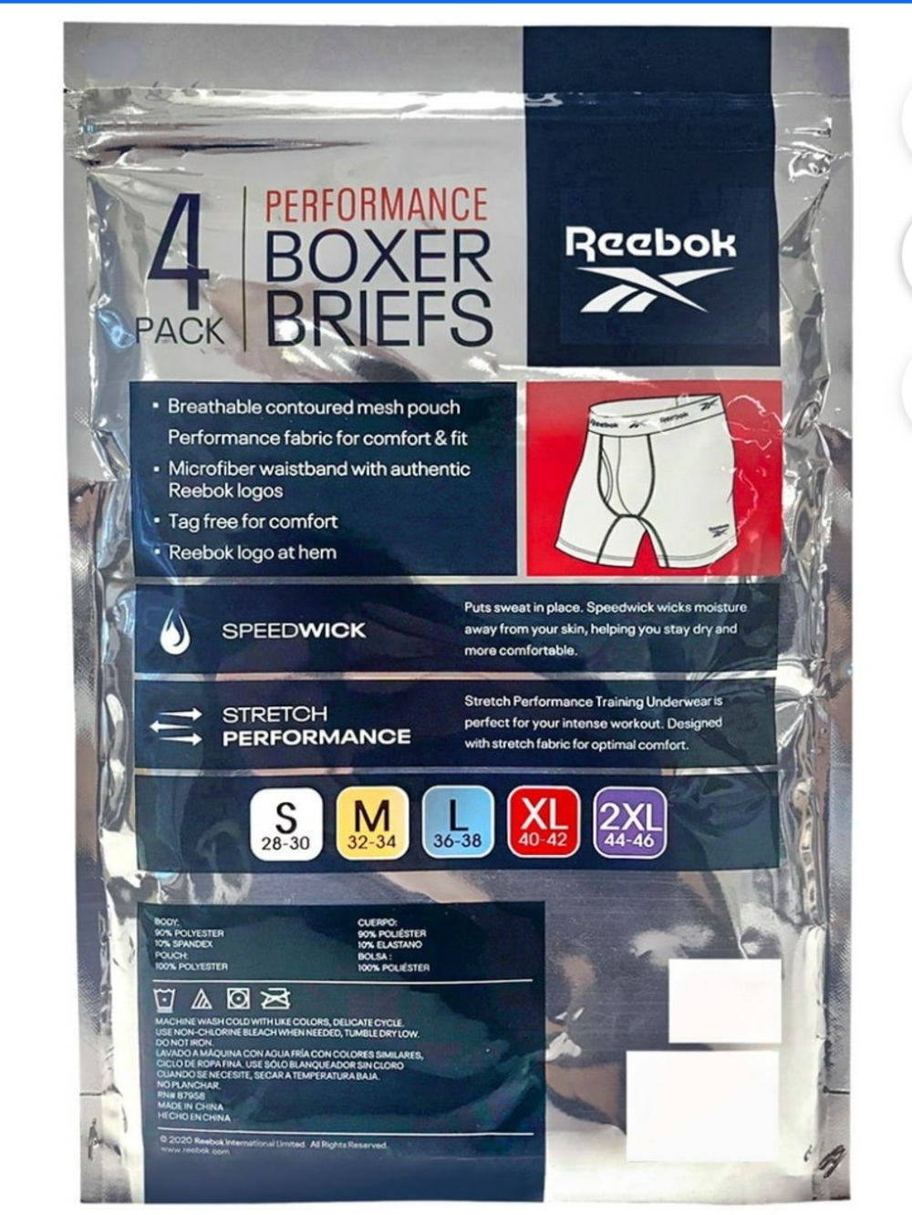 Reebok Men's Training Boxer Briefs 4 Pack XL Black, Gray, Blue - Picture 3 of 5